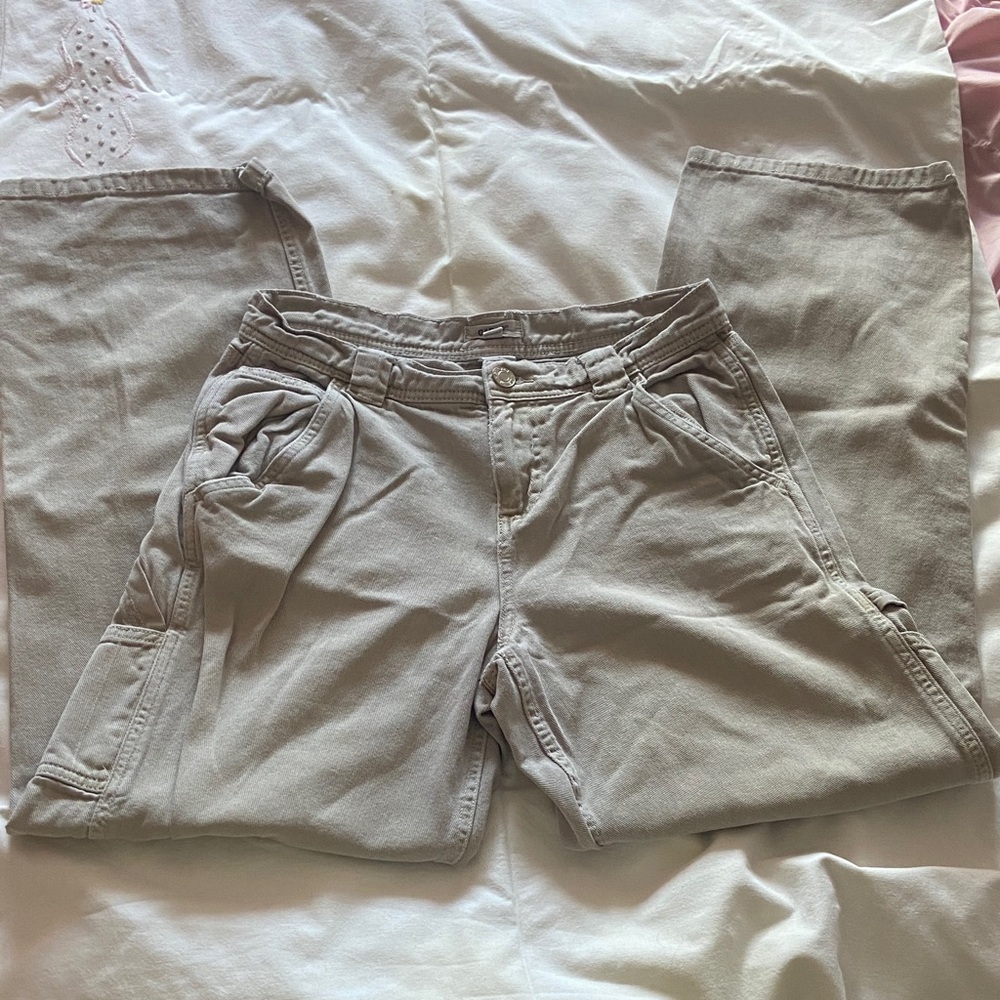 Mid rise beige Garage wide leg denim jeans size 01